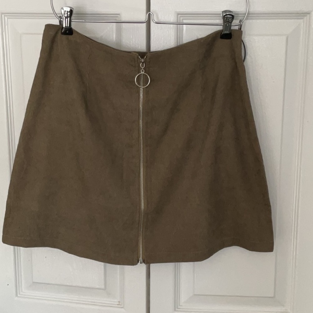 Olive Green Zippered Women's Skirt